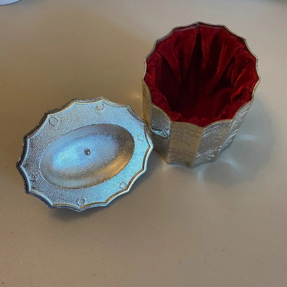 VTG 1991 Godinger Silver Plated Paul Revere Trinket Box with Red Velvet Lining